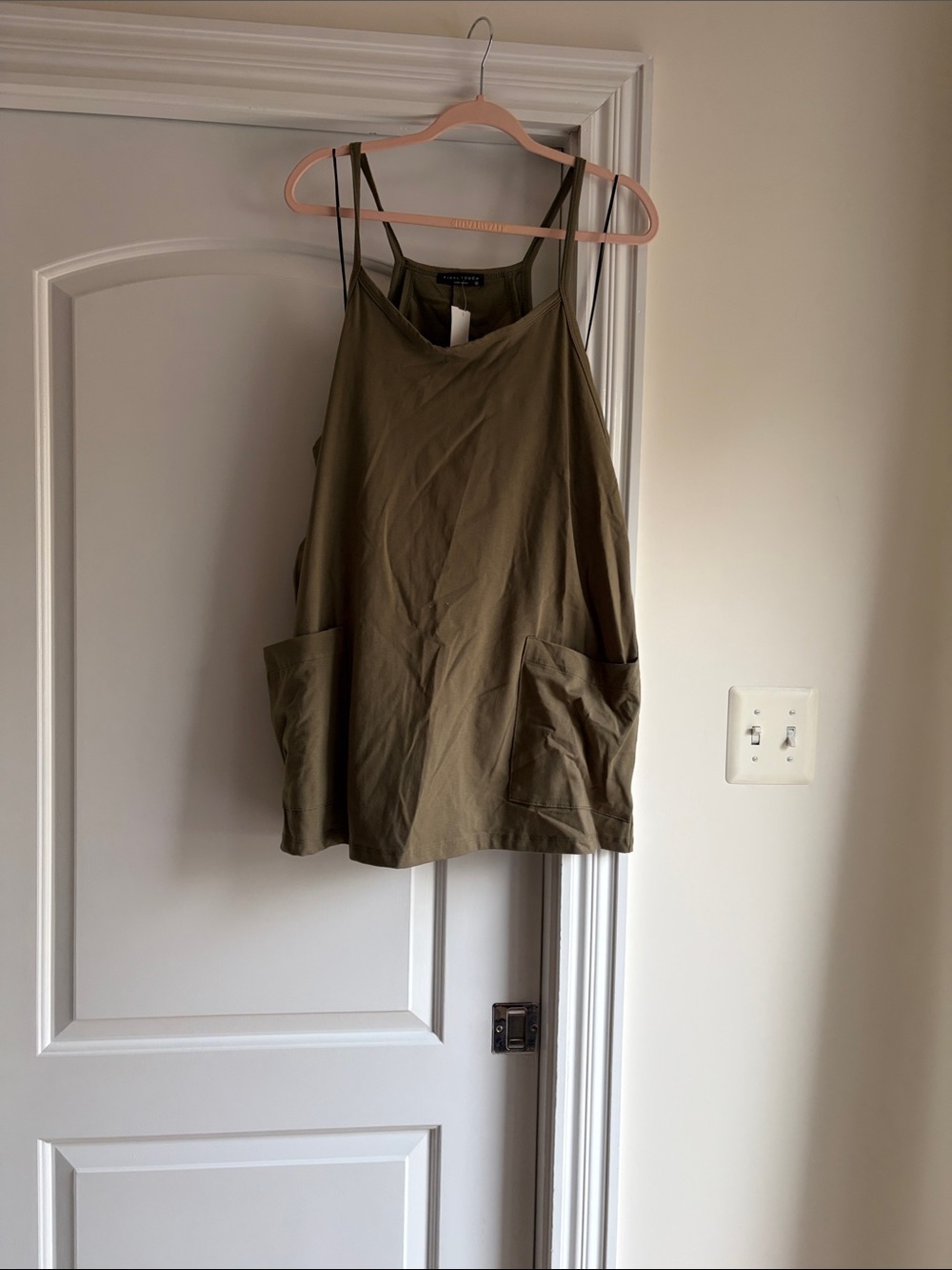 Olive Green Sleeveless Pocket Tank dress skort